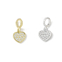 925 европейские подвески в форме сердца из стерлингового серебра с прозрачным кубическим цирконием, Подвески с большими отверстиями, с печатью 925