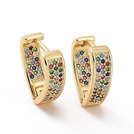 Colorful Cubic Zirconia Teardrop Hoop Earrings, Brass Jewelry for Woman