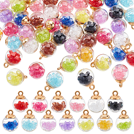104шт. 13 цвета стеклянные шарообразные подвески, круглые, с акриловыми бусинами и пластиком CCB, граненые