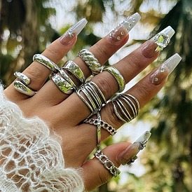 9Pcs 9 Styles Alloy Criss Cross Finger Rings Sets for Unisex