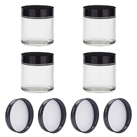Round Glass Storage Containers, with Aluminium and Plastic Screw Top Lid, for Cosmetic, Candles, Candies