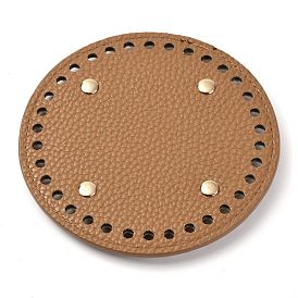 Imitation PU Leather Bottom, Round with Litchi Grain & Alloy Brads, Bag Replacement Accessories