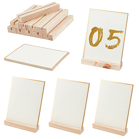 Olycraft 12Pcs Wood Display Stands, Photo Stand & 12Pcs Simple Rectangle Paper Greeting Cards