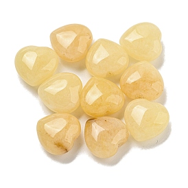 Natural Yellow Aventurine Beads, Half Drilled, Heart