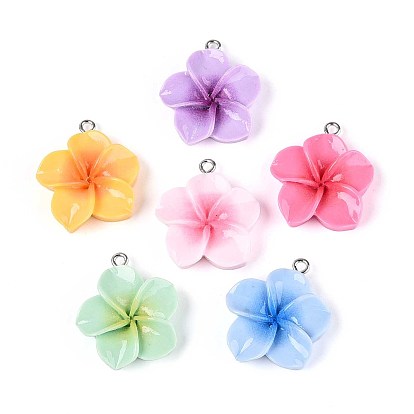 Непрозрачные подвески смолы, плюмерия, с платиновым тоном железная петля