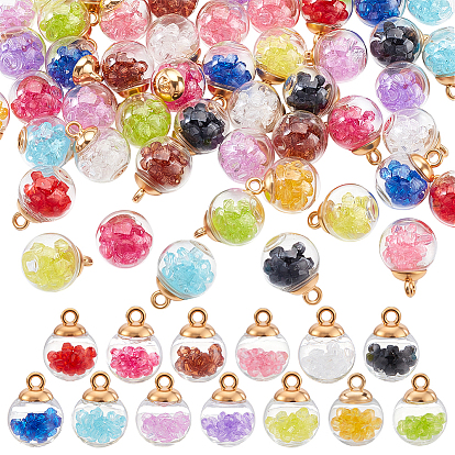 104шт. 13 цвета стеклянные шарообразные подвески, круглые, с акриловыми бусинами и пластиком CCB, граненые