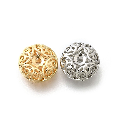 Латунные бусины, без кадмия, без никеля и без свинца, плоско-круглые, полый