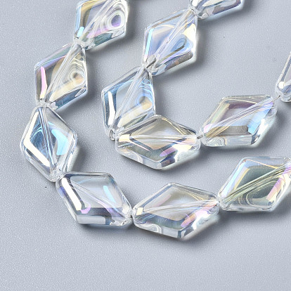 Electroplate Glass Beads Strands, AB Color, Rhombus