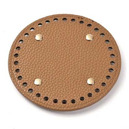 Imitation PU Leather Bottom, Round with Litchi Grain & Alloy Brads, Bag Replacement Accessories