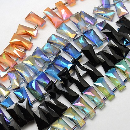 Faceted Electroplate Crystal Glass Trapezoid Beads Strands, Color Plated, 20x10.5x7mm, Hole: 1mm,  about 70pcs/strand, 33 inch