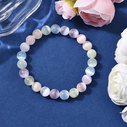 Браслеты из натурального селенита с круглыми бусинами для мужчин и женщин