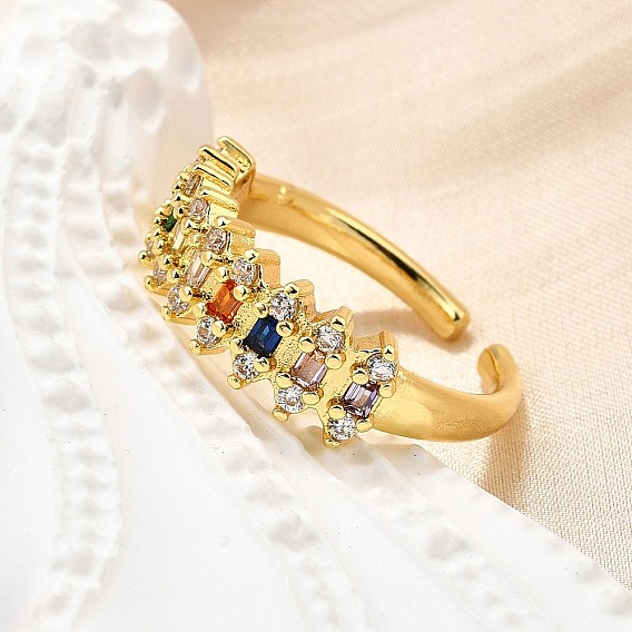 Манжеты из латуни с микро паве кубический цирконий для женщин, без кадмия, без никеля и без свинца, прямоугольник и плоский круглый