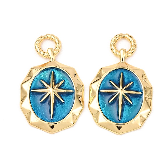 Латунь эмаль подвески, золотые, овальный щит со звездой