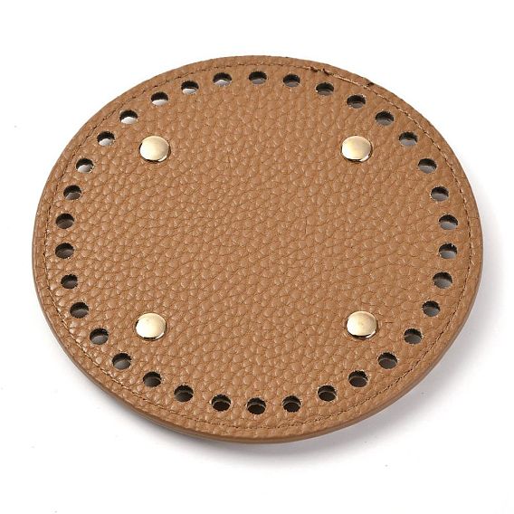 Imitation PU Leather Bottom, Round with Litchi Grain & Alloy Brads, Bag Replacement Accessories