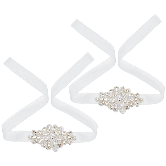 2Pcs Glass & Alloy & Polyester & Resin Flower Bouquet Ribbon, Suitable for Gift Giving Decoration