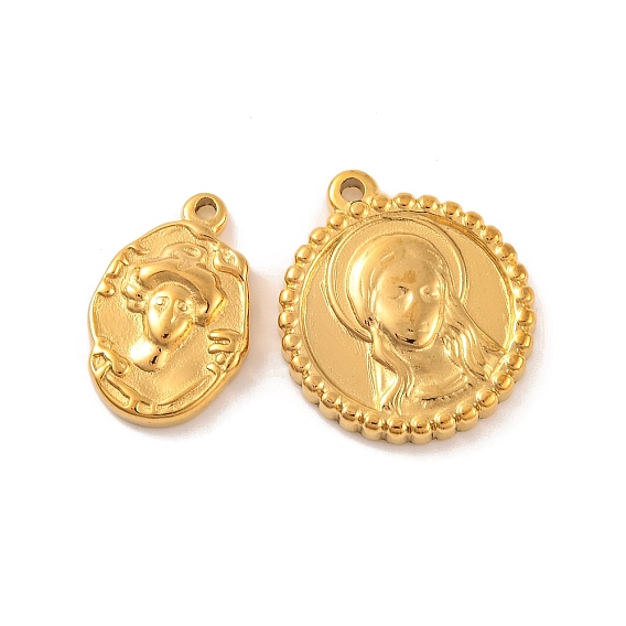 Ионное покрытие (ip) 304 подвески из нержавеющей стали, овальные и плоско-круглые с подвесками в виде святых