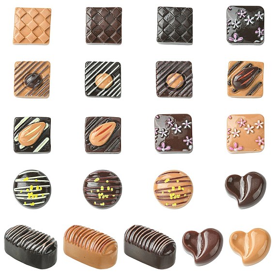 42 шт 21 цвета смоляных кабошонов, имитация шоколада, разнообразные