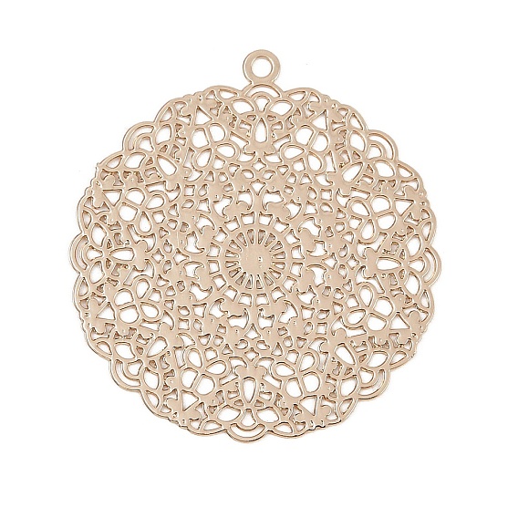 Латунные подвески, без кадмия, без никеля и без свинца, плоские круглые прелести, полый