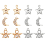 12 шт. 6 стиль стойка покрытие латунь микро паве прозрачные кубические цирконии подвески, долговечный, без кадмия и без свинца, луна и звезда и ангел