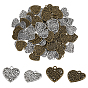 70Pcs 2 Colors Tibetan Styles Alloy Pendants, Heart with Word Mon
