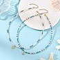 2Pcs 2 Styles Ocean Brass Micro Pave Clear Cubic Zirconia Starfish and Turtle Pendant Necklaces, Natural Amethyst & Freshwater Pearl & Rainbow Moonstone & Apatite Beaded Necklaces