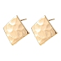 SHEGRACE Brass Stud Earring Findings, Rhombus, with Loop, Cadmium Free & Lead Free & Nickel Free, Long-Lasting Plated