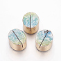 Natural Map Stone/Polychrome Jasper/Picasso Stone/Picasso Jasper Name Card Holder, Edge Golden Plated, Oval