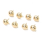 SHEGRACE Brass Stud Earring Findings, Half Round, with Loop, Cadmium Free & Nickel Free & Lead Free, Long-Lasting Plated