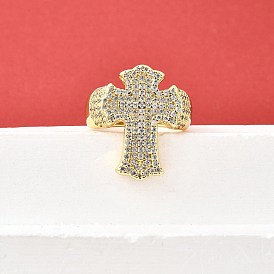 Манжеты из латуни с микро паве кубический цирконий для женщин, без кадмия и без свинца, крестик