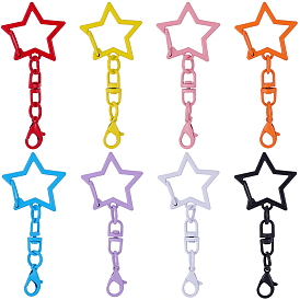 48Pcs 8 Colors Spray Printed Alloy Swivel Clasps, Star, with Lobster Claw Clasps