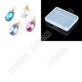 30Colgantes de vidrio facetado de 1 pieza, con alambre de cobre para joyas, real 18 k chapado en oro, lágrima