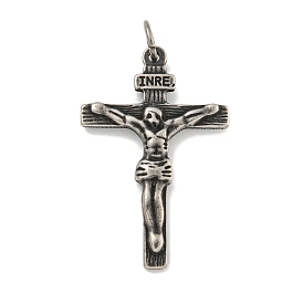 316 Surgical Stainless Steel Big Pendants, with Jump Ring, Crucifix Cross Charm