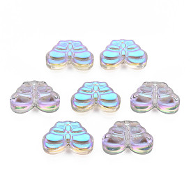 Electroplate Transparent Glass Beads, Half Plated, Butterfly