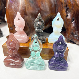 Резные фигурки богини йоги из драгоценных камней, для домашнего офиса настольный орнамент фэн-шуй