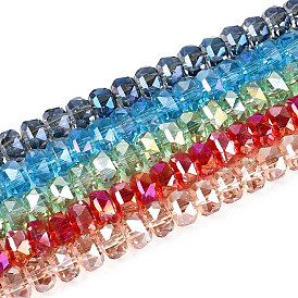 Стеклянные бусины с гальваническим покрытием , рондель, граненые, AB покрытием