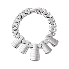 304 Stainless Steel Hexagon Link Chain Bracelets, Rectangle Charm Bracelets for Women Men