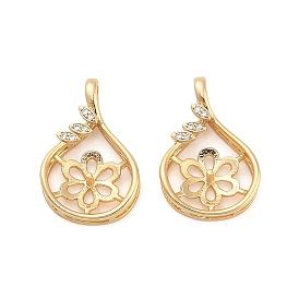 Латунный микро-паве кубический цирконий, цветок, за половину пробурено бисера, без кадмия и без свинца, стойки покрытие, долговечный