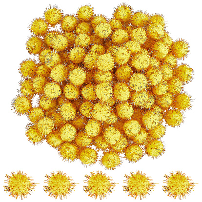 120Pcs Handmade DIY Doll Craft Pom Pom Balls, with Metallic Cord