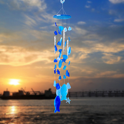 Wind Chime Making Kit, Including Fish/Starfish/Polygon Silicone Pendant Mold, Tube, Crystal Thread