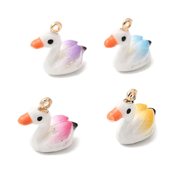 Подвески из эмали и сплава, лебедь прелести, долговечный, золотые