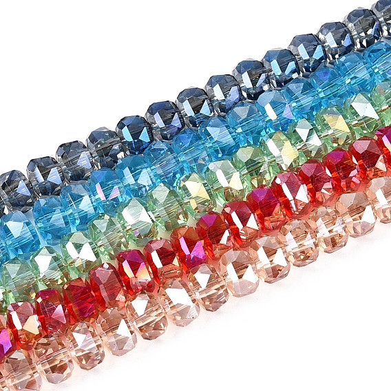 Стеклянные бусины с гальваническим покрытием , рондель, граненые, AB покрытием