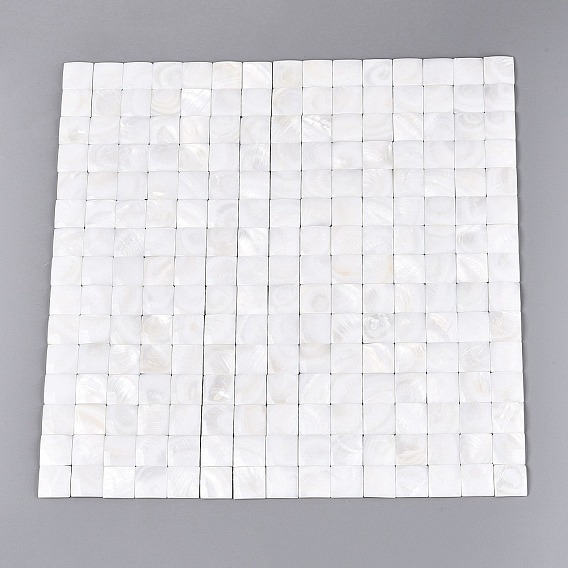 Mosaïque de coquillages d'eau douce naturels cabochons, carrée, dos plat