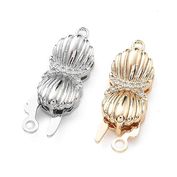 Латунные застежки из прозрачного кубического циркония с микропаве, без кадмия, без никеля и без свинца, формы раковины