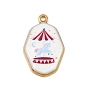Pendentifs en acier inoxydable imprimés, polygone avec des breloques de chevaux de carrousel, colorées