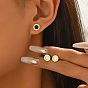 304 Stainless Steel Stud Earrings for Women, Round with Roman Numerals