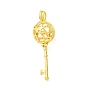 Brass Cage Pendants, Floral Key Charms, Rack Plating