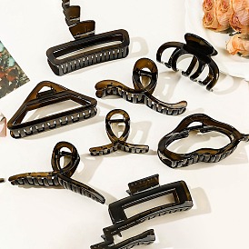 Plastic Claw Hair Clips for Women, Coffee