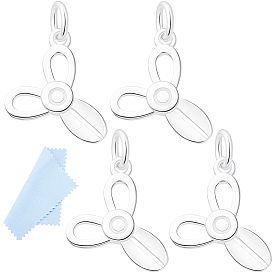 5 Stück 925 Sterling Silber Charms, mit 925 Stempel, silberfarben plattiert und 1pc Poliertuch