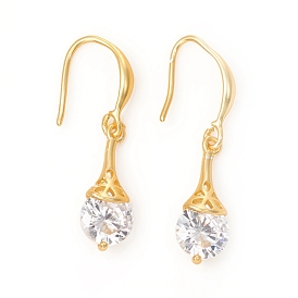 Dangle Earring, with Clear Cubic Zirconia and Brass Findings, Lamp