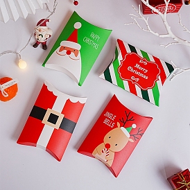 Pillow Paper Bakery Boxes, Christmas Theme Gift Box, for Mini Cake, Cupcake, Cookie Packing